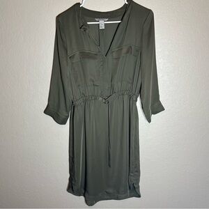 H&M Green Cuffed Sleeve V-Neck Sundress